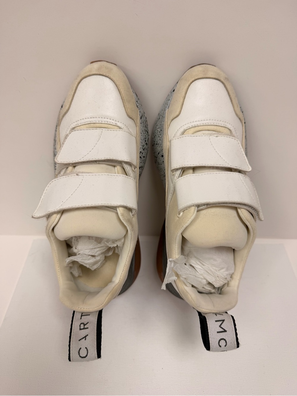 Stella McCartney White and Cream Velcro Athletic Sneakers